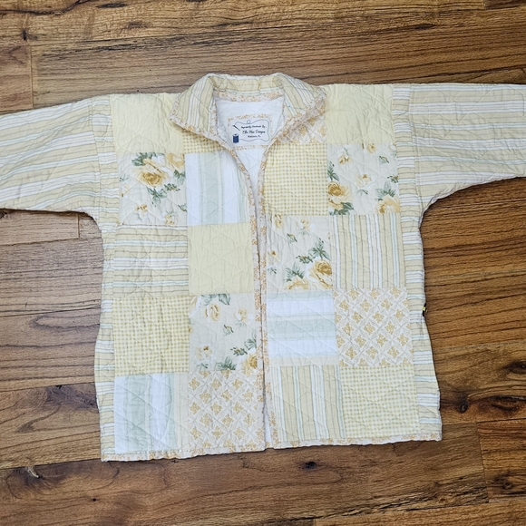 Handmade Patchwork Quilted Women's Top - Yellow and White - Picture 6 of 7